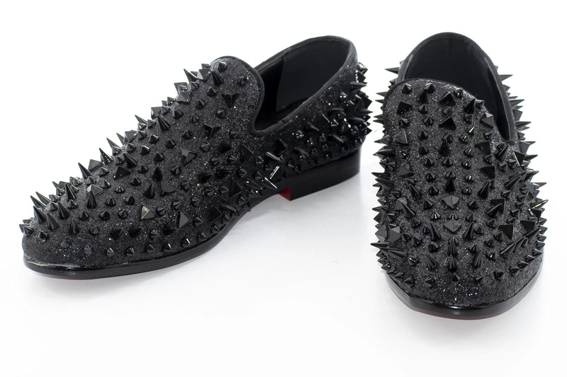 Men's Black Spiked Loafer - Vamp, Toe, Outsole