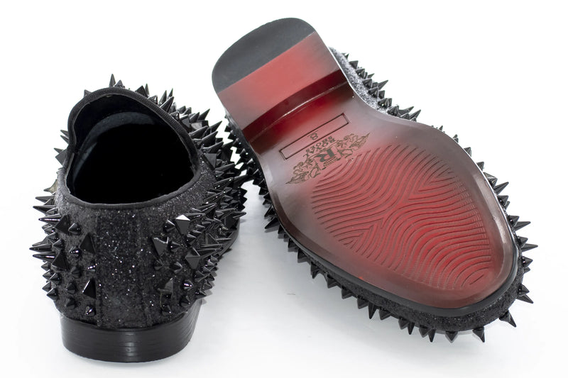 Men's Black Spiked Loafer - Back, Sole
