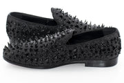 Men's Black Spiked Loafer - Quarter, Heel