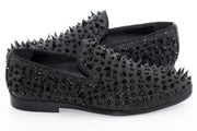 Men's Black Spiked Loafer - Quarter, Heel