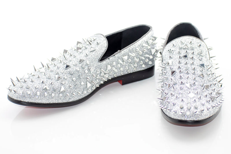 Men's Silver Spiked Dress Loafer