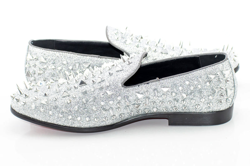 Men's Silver Spiked Dress Loafer