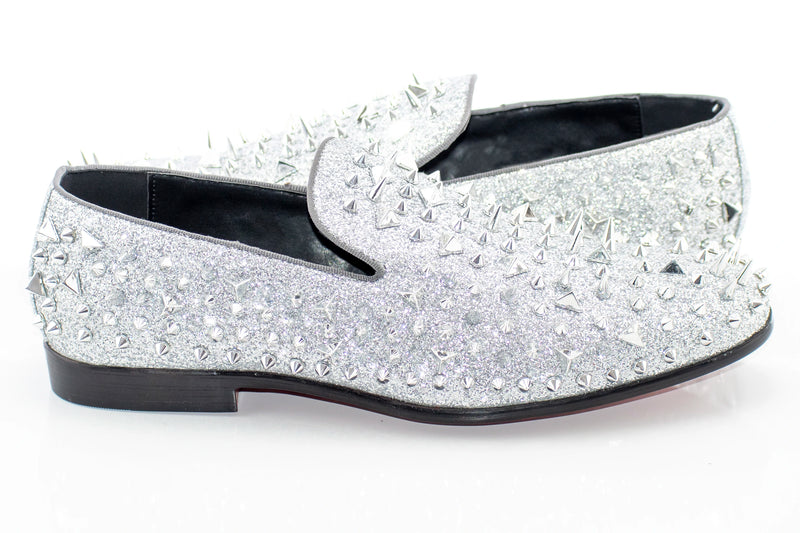 Men's Silver Spiked Dress Loafer