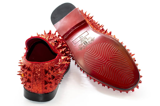 Men's Red Spiked Loafer - Back, Sole