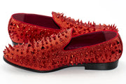 Men's Red Spiked Loafer - Quarter, Heel