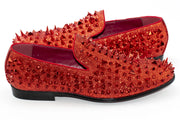Men's Red Spiked Loafer - Quarter, Heel