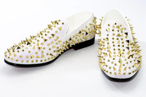 Men's White Spiked Loafer - Vamp, Toe, Outsole