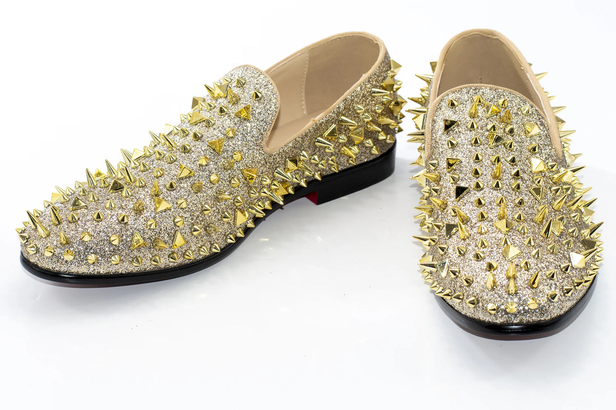 Gold Spiked Fashion Loafer 9 / Gold