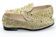 Men's Gold Spiked Loafer - Quarter, Heel