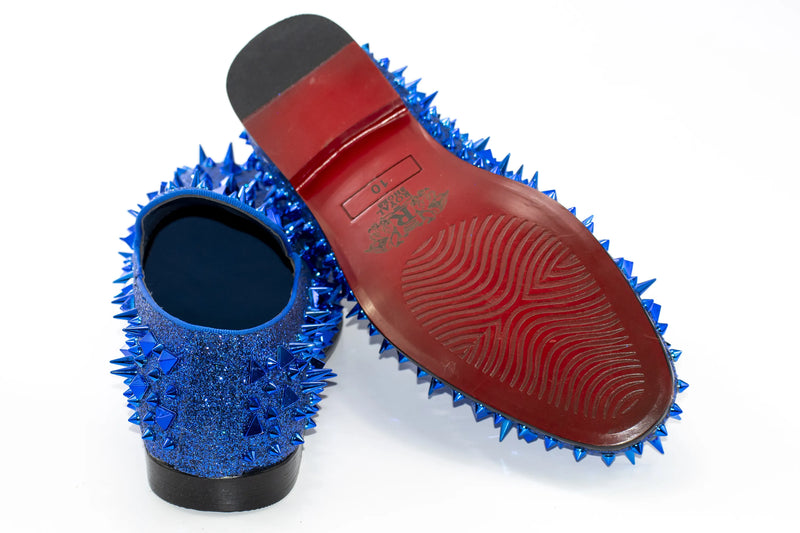 Men's Blue Spiked Loafer - Back, Sole
