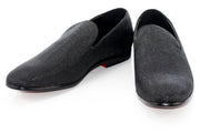 Men's Black Glitter Sparkling Dress Loafer With Red Sole