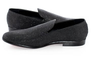 Men's Black Glitter Sparkling Dress Loafer With Red Sole