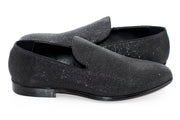 Men's Black Glitter Sparkling Dress Loafer With Red Sole