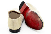 Men's Gold Glitter Sparkling Dress Loafer With Red Sole