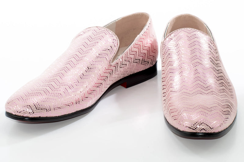 Dusty Rose Metallic Chevron Patterned Loafer