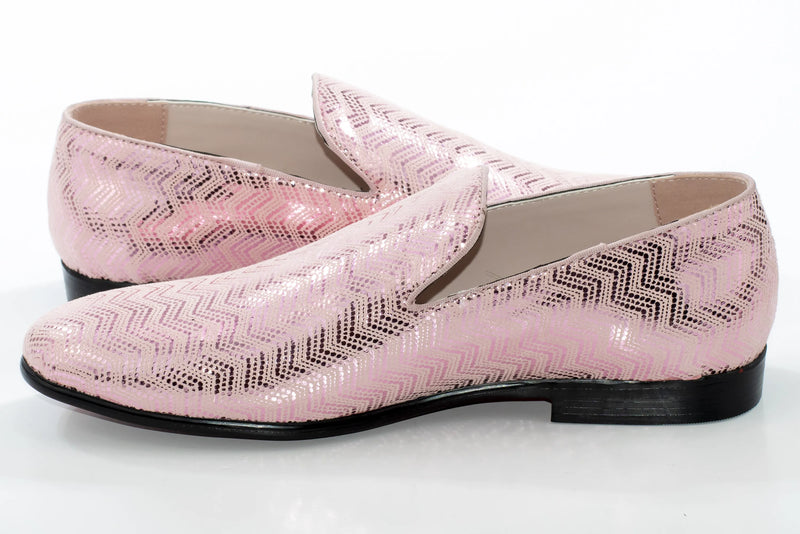 Dusty Rose Metallic Chevron Patterned Loafer