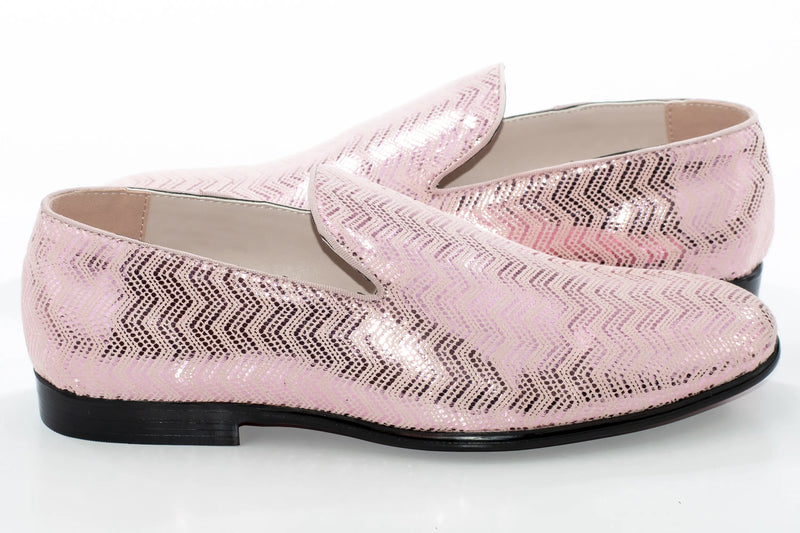 Dusty Rose Metallic Chevron Patterned Loafer