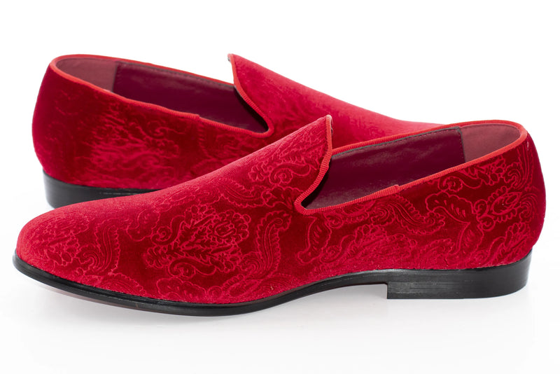 Red Damask Velvet Fashion Loafer