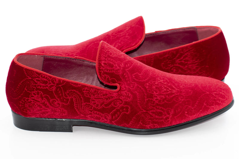 Red Damask Velvet Fashion Loafer