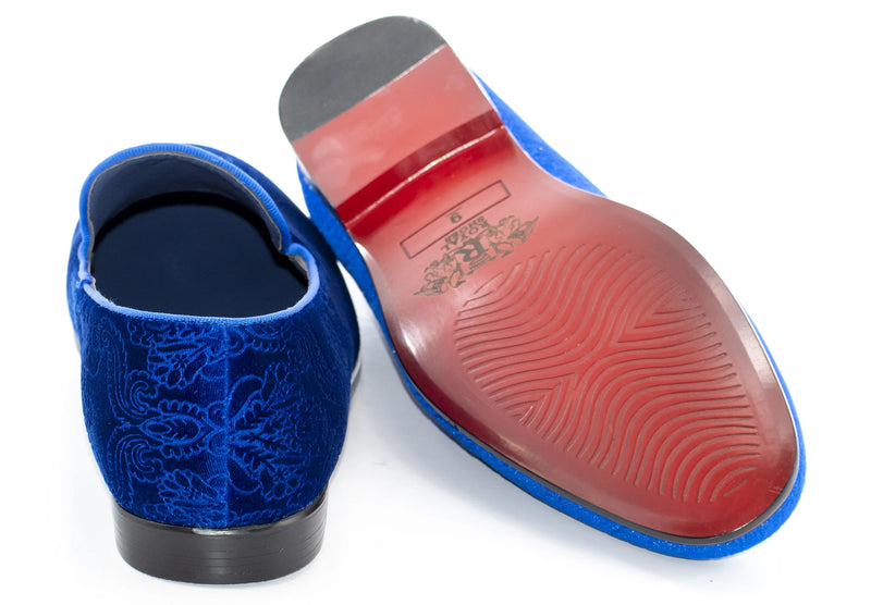 Royal Blue Damask Velvet Fashion Loafer