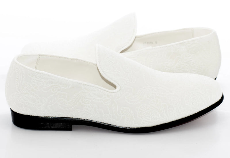 White Damask Velvet Fashion Loafer