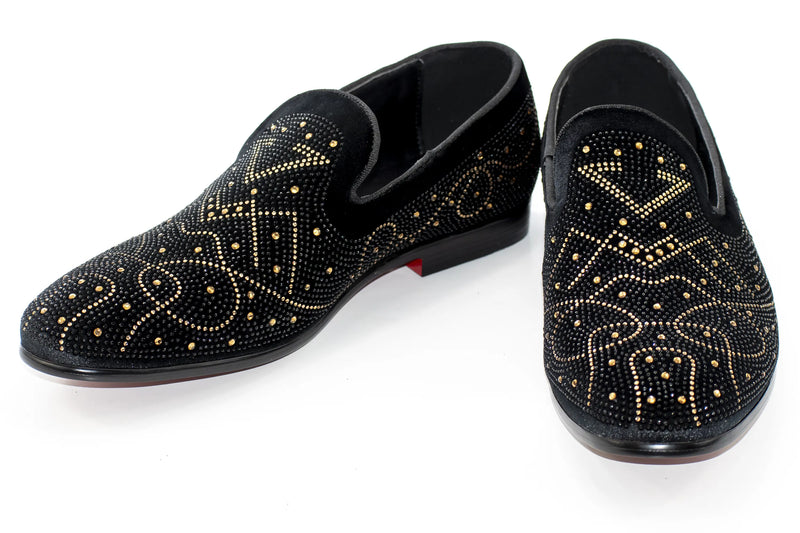 Black and Gold Rhinestone Nouveau Loafer