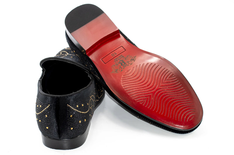 Black and Gold Rhinestone Nouveau Loafer