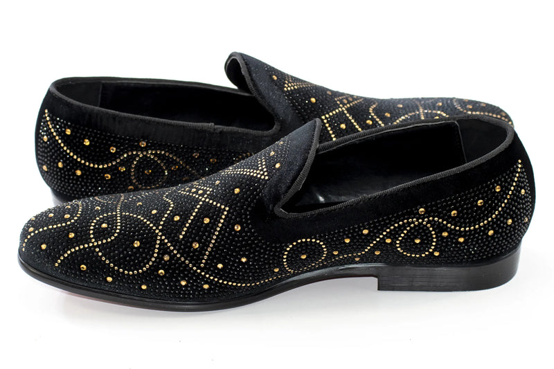 Black and Gold Rhinestone Nouveau Loafer