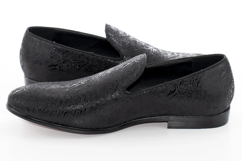 Black Wavy Metallic Fashion Loafer Side Lining