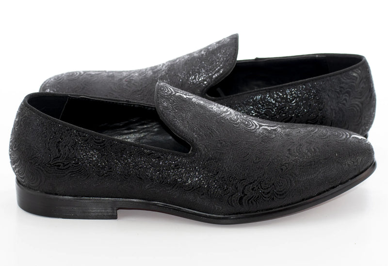 Black Wavy Metallic Fashion Loafer Side Lining
