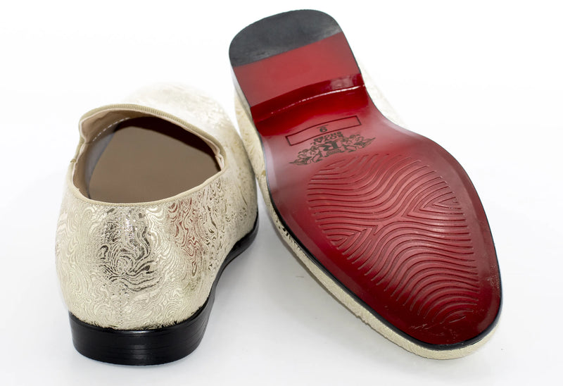 Gold Wavy Metallic Fashion Loafer Front Sole