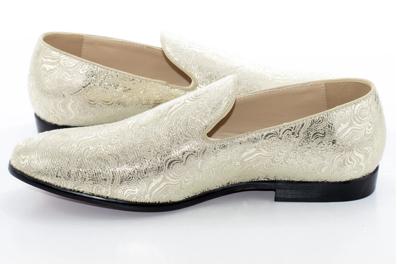 Gold Wavy Metallic Fashion Loafer Side Lining