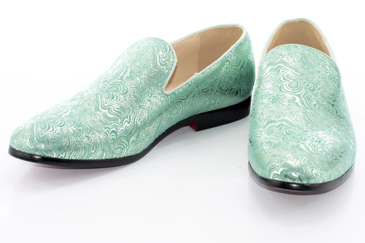 Mint Green Wavy Metallic Fashion Loafer Front Upper