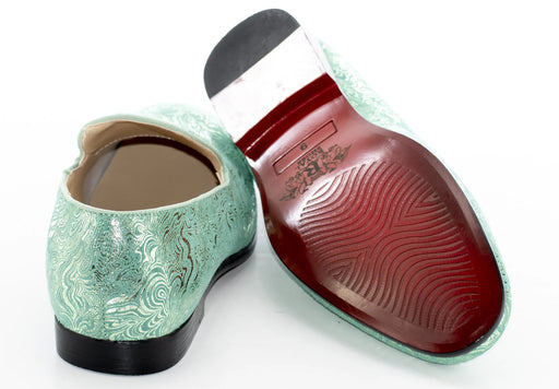 Mint Green Wavy Metallic Fashion Loafer Front Upper