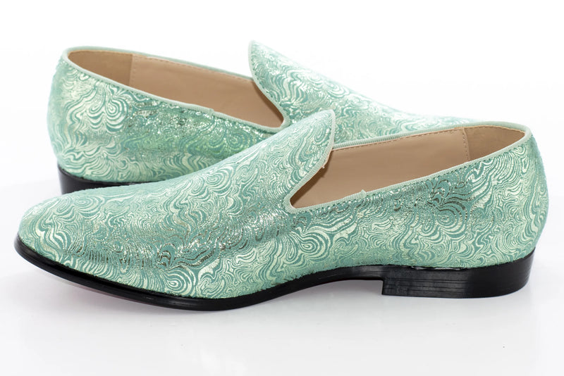 Mint Green Wavy Metallic Fashion Loafer Side Lining