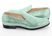 Mint Green Wavy Metallic Fashion Loafer Side Lining