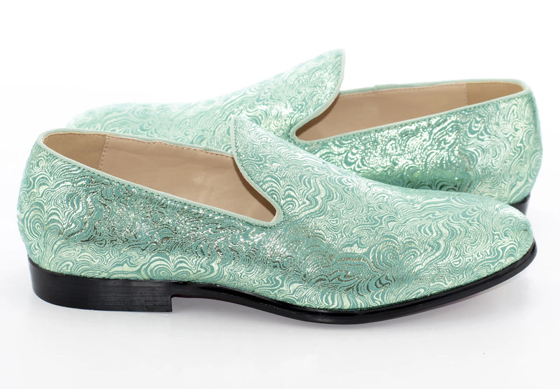 Mint Green Wavy Metallic Fashion Loafer Side Lining