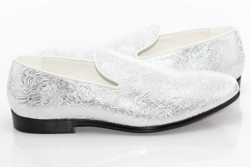 White Wavy Metallic Fashion Loafer Side Lining