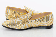 Gold And Silver Sequined Loafer - Quarter, Heel