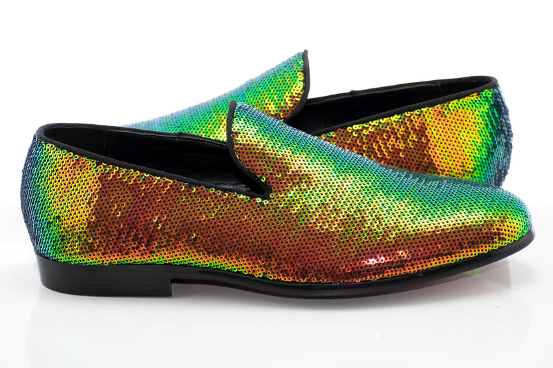 Men's Green Orange Blue Iridescent Dress Loafer