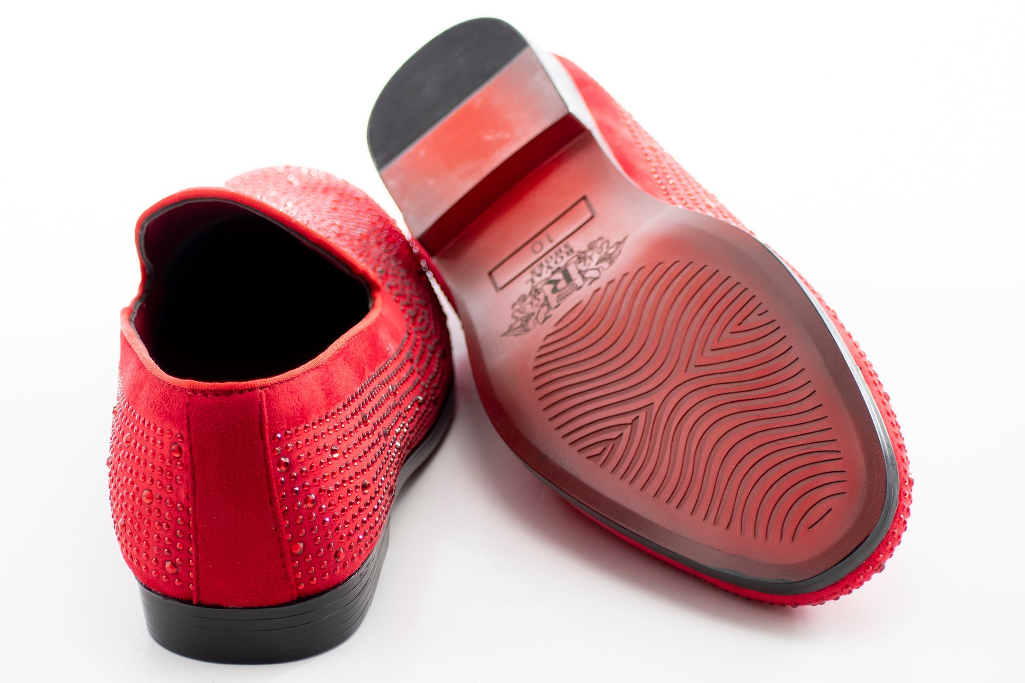 Red Rhinestone Encrusted Smoking Loafer
