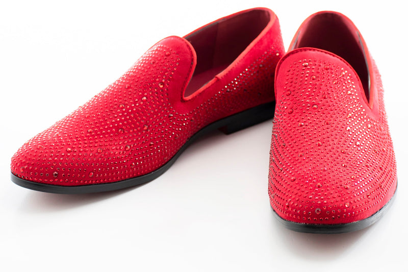 Red Rhinestone Encrusted Smoking Loafer