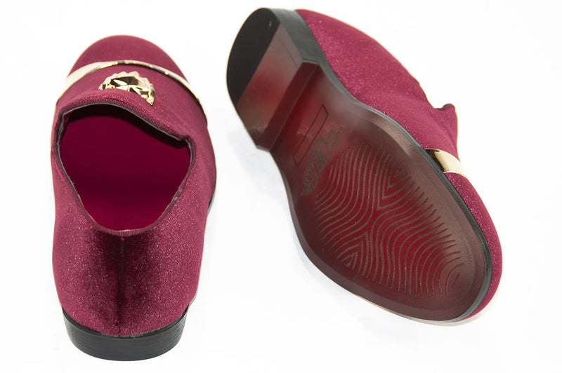 Burgundy Lionhead Velvet Loafer