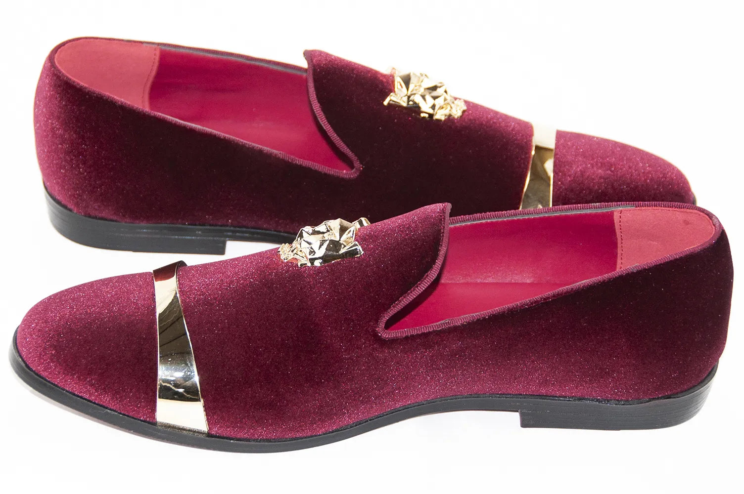 Burgundy Lionhead Velvet Loafer
