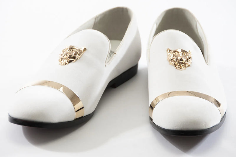 White Lionhead Velvet Loafer