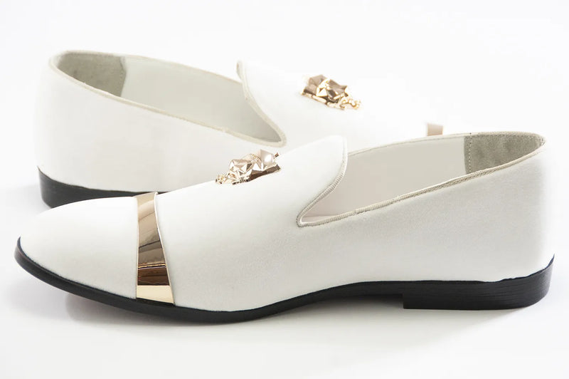 White Lionhead Velvet Loafer