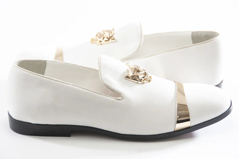 White Lionhead Velvet Loafer