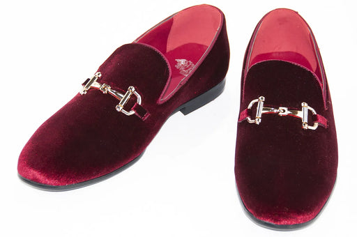 Men's Burgundy Velvet Bit Dress Loafer