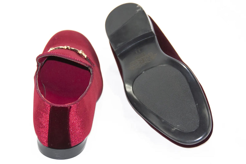 Men's Burgundy Velvet Bit Dress Loafer