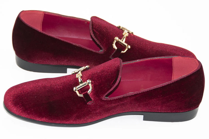 Men's Burgundy Velvet Bit Dress Loafer